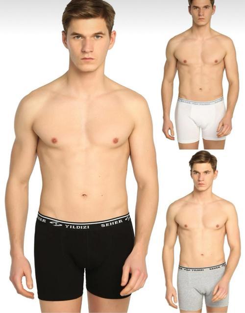 0060 ERKEK LİKRALI KARIŞIK RENK BOXER 6 ADET