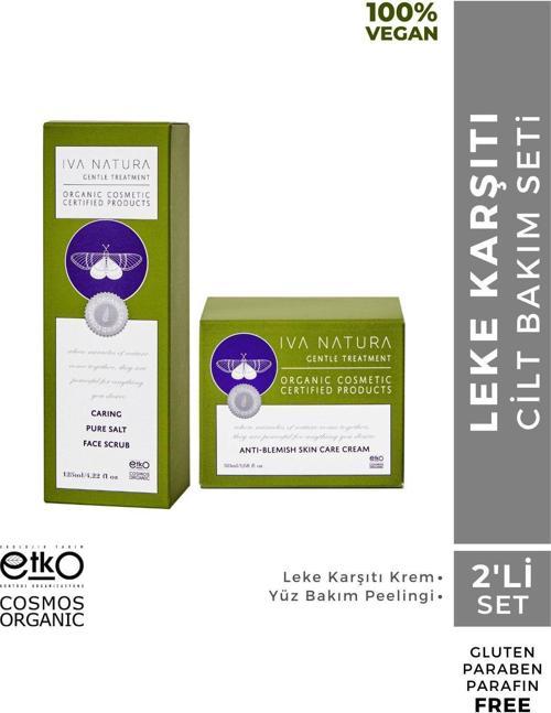 Organik 2'Li Leke Karşıtı Cilt Bakım Seti - Arındırıcı Yüz Peeling, Leke Karşıtı Krem