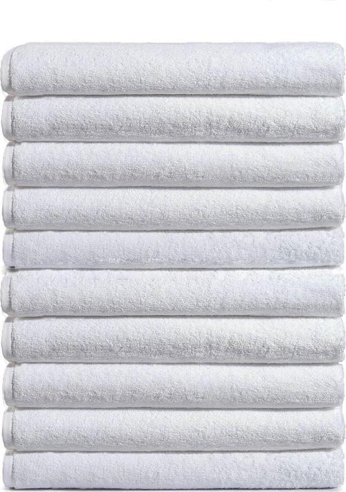 10 lu Otel Banyo Havlusu %100 Pamuklu 70X150 Cm Beyaz 20/2 Ring 500 Gr