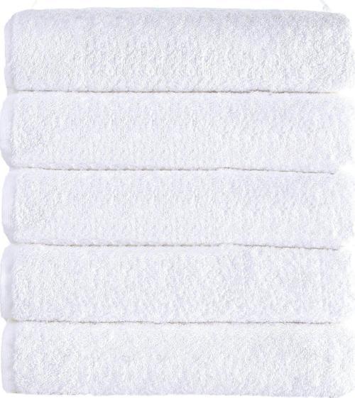 5 li Otel Banyo Havlusu Pamuklu 70X145 Cm Beyaz 16/1 Avs 440 Gr