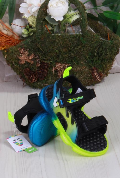 332.P25Y.256 Jack Siyah Rahat Esnek Işıklı Erkek Çocuk Sandalet