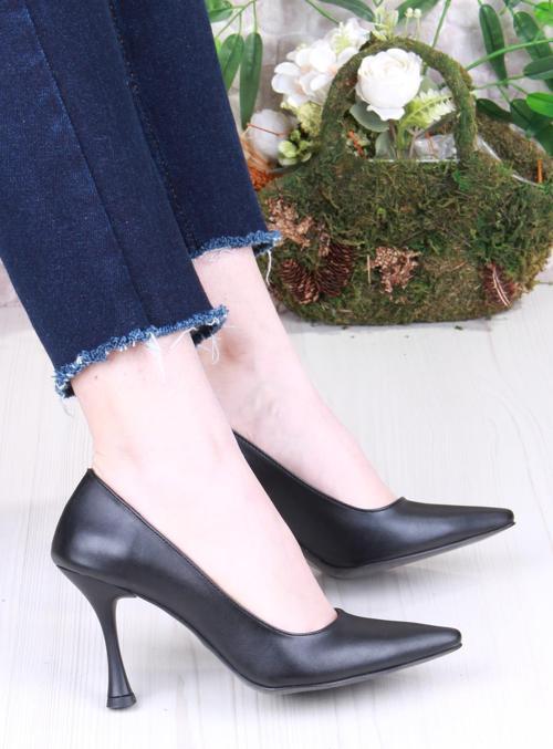 16307 Düz Sade Cilt Rahat Şık Stiletto Yüksek Topuklu Kadın Ayakkabı