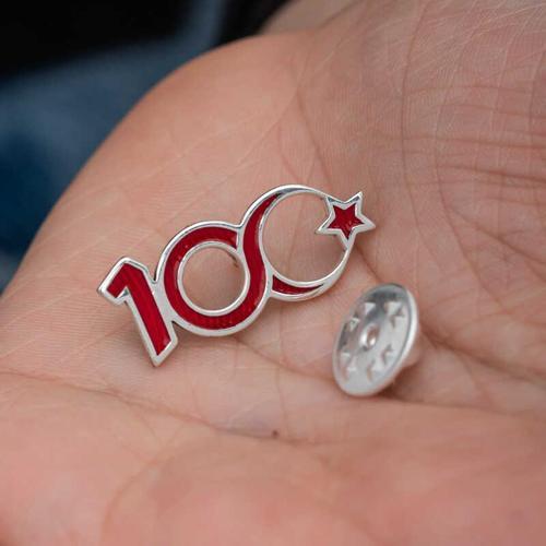 Gümüş Ay Yıldız 100.Yıl Rozet SL6677