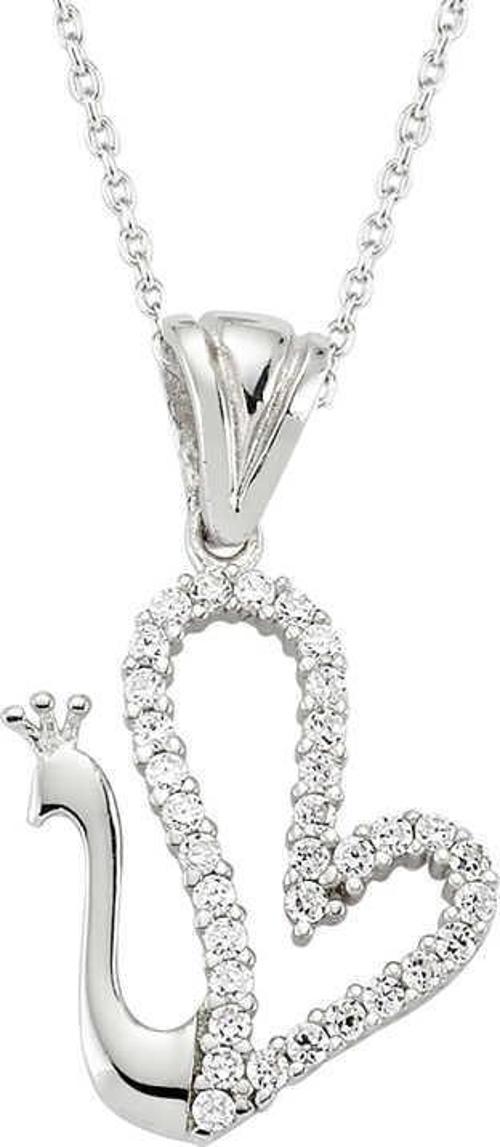 Gümüş Kalpli Kuğu Bayan Kolye SL1683