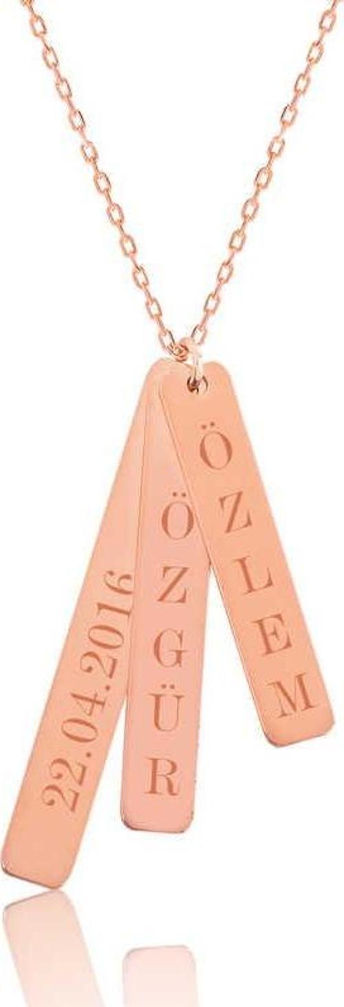 Gümüş Rose İsimlik Çubuk Plaka Kolye SL2749