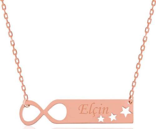 Gümüş Rose Sonsuzluk Yıldızlı Kişiye Özel İsimli Kolye SL2752