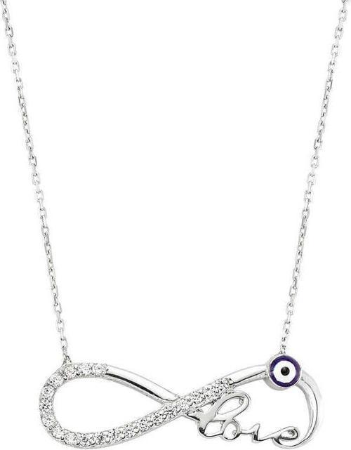 Gümüş Nazarlı Sonsuzluk Love Bayan Kolye SL1709