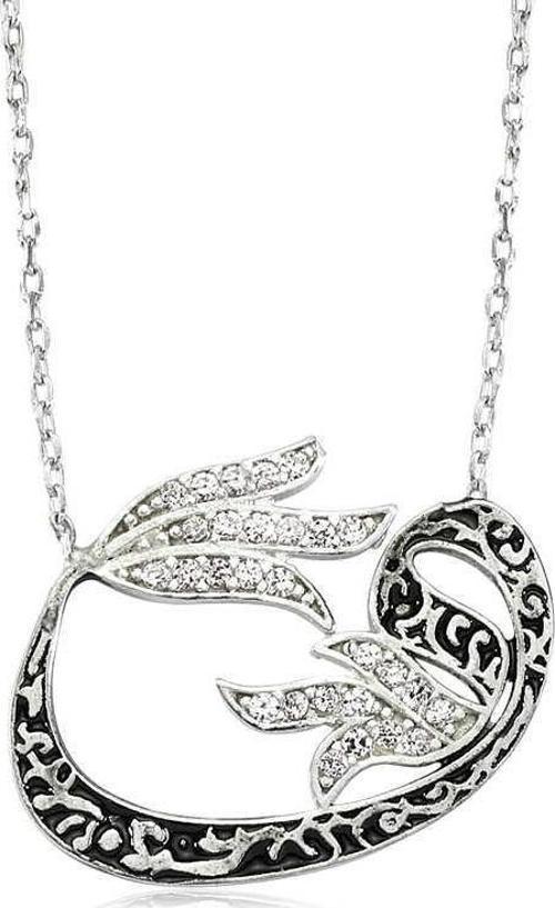 Gümüş Lale Vav Bayan Kolye SL1692