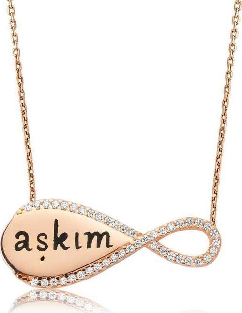 Gümüş Aşkım Yazılı Sonsuzluk Bayan Kolye  SL1847