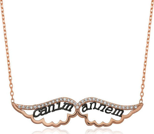 Gümüş Melek Canım Annem Bayan Kolye SL1260