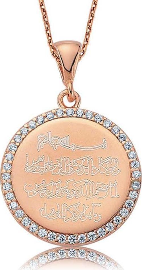 Gümüş Taşlı Nazar Duası Bayan Kolye SL1874