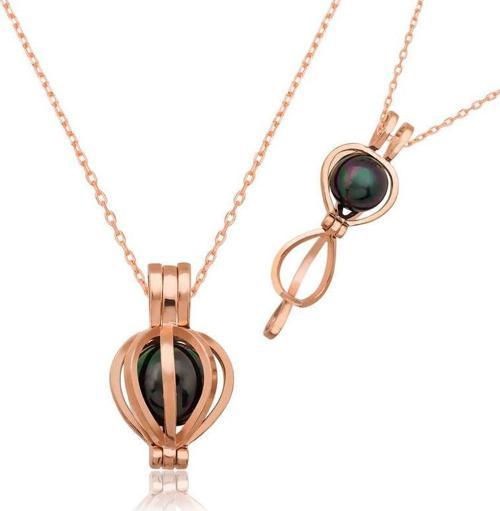 Gümüş Siyah İnci Bayan Kolye SL1329