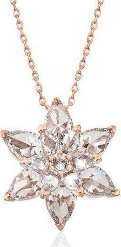 Gümüş Rose Beyaz Lotus Çiçeği Kolye  SL3468