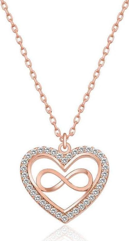 Gümüş Rose Kalp Sonsuzluk Bayan Kolye SL3874