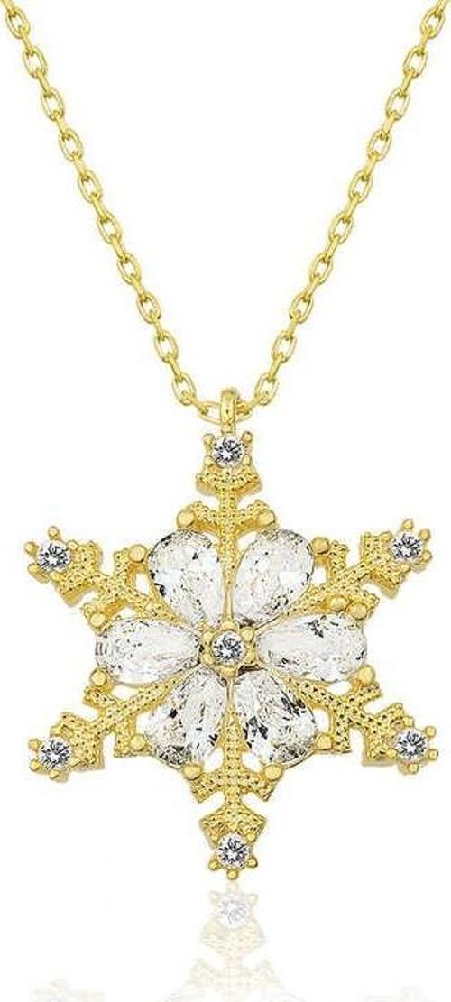 Gümüş Gold Kar Çiçeği Bayan Kolye SL3402
