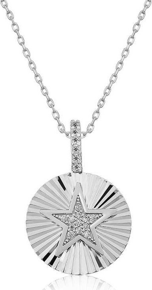 Gümüş Fırfırlı Yıldız Bayan Kolye SL3357