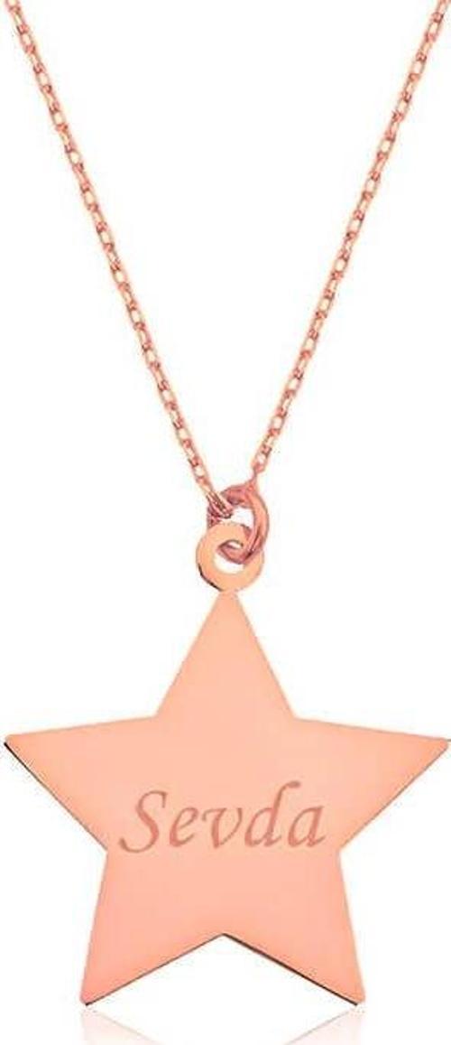 Gümüş Rose Kişiye Özel İsimli Yıldız Kolye SL2121