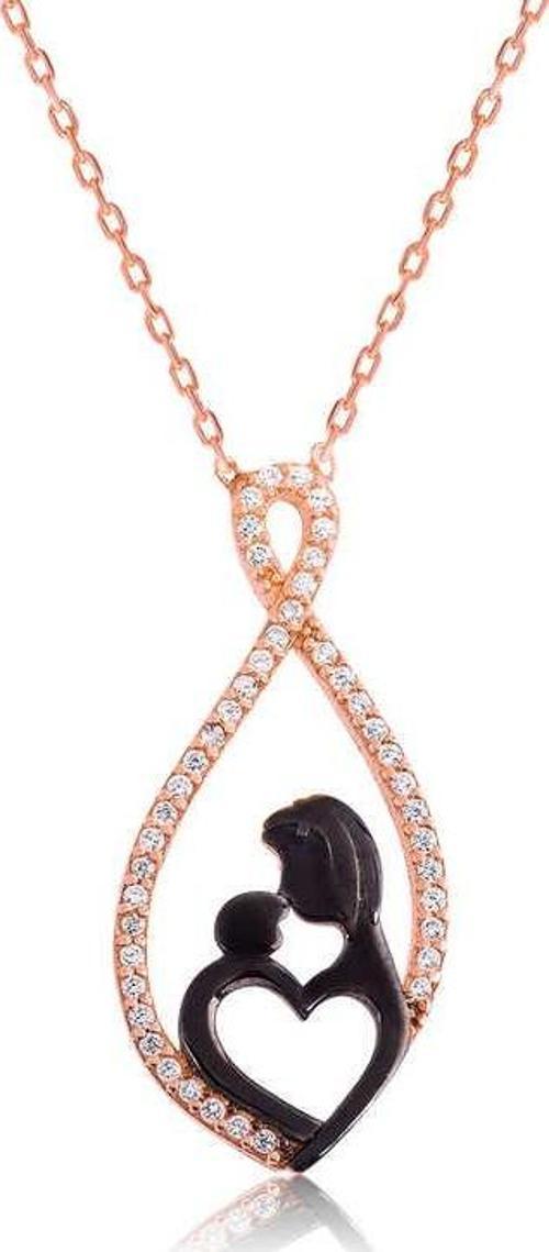 Gümüş Kalpli Anne Çocuk Kolyesi  SL1955