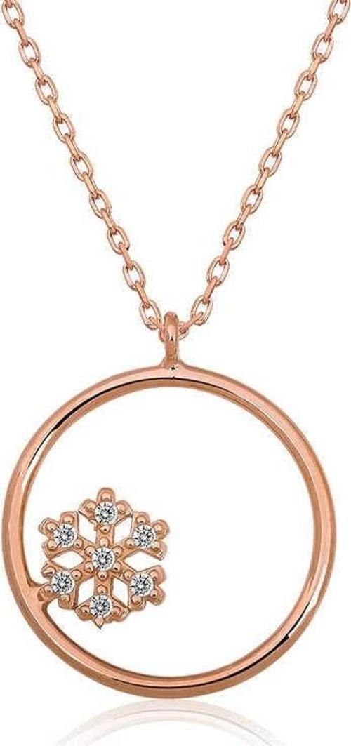 ​Gümüş Rose Kar Tanesi Detaylı Halka Kolye SL3390