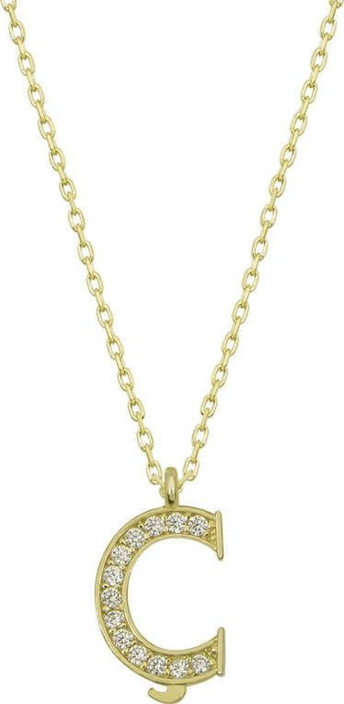 Gümüş Gold Ç Harfi Kadın Kolye SL4758