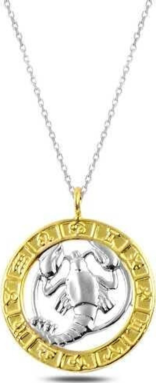 Gümüş Gold Yengeç Burcu Kolye SL3672