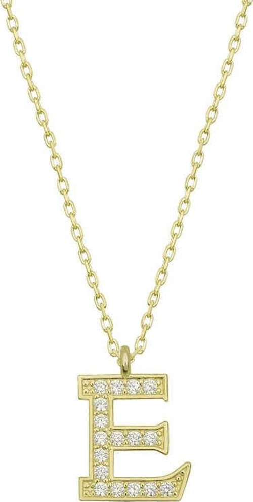 Gümüş Gold E Harfi Kadın Kolye SL4759