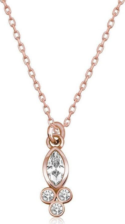 Gümüş Rose Çiğ Damlası Mekik Tektaş Bayan Kolye SL4299