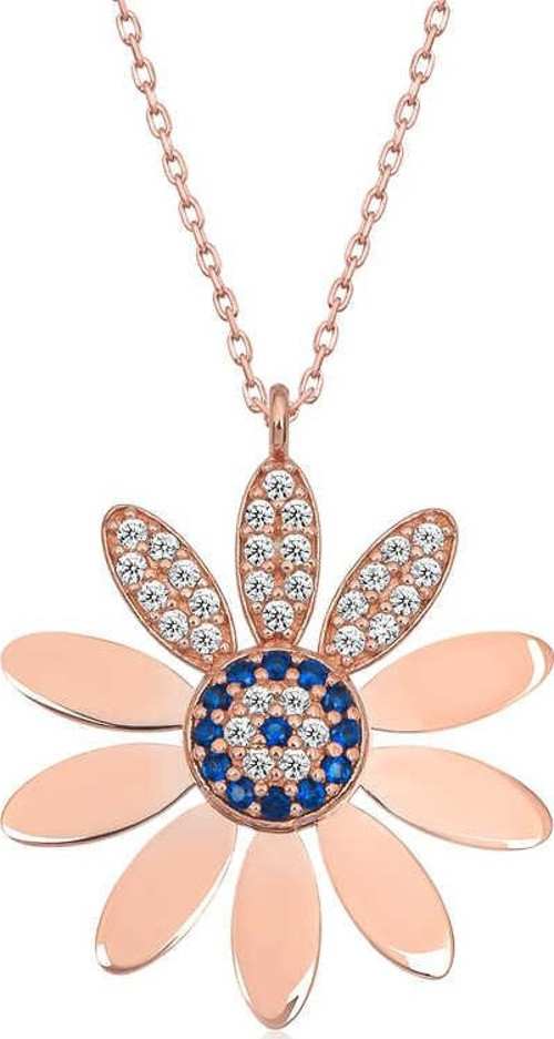 Gümüş Rose Nazarlı Papatya Kadın Kolye SL5078
