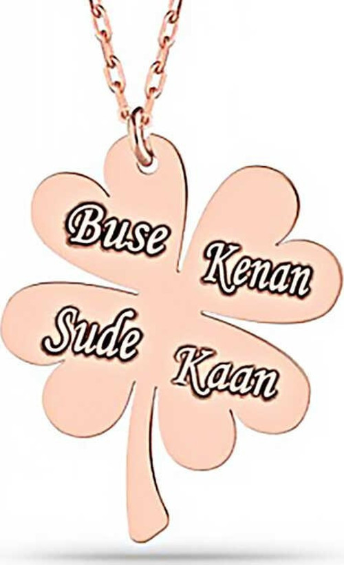 Gümüş Rose Dört Yaprak İsimli Yonca Bayan kolye SL4219
