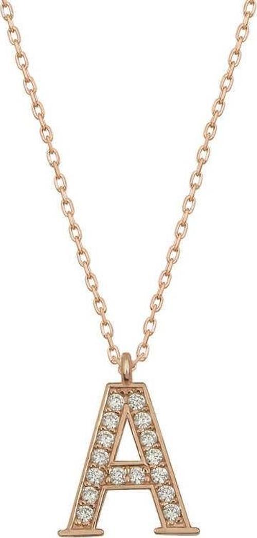 Gümüş Rose A Harfi Kadın Kolye SL4852