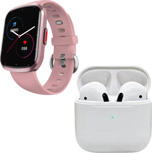 Pro 5 Beyaz Bluetooth Kulaklık Smartwatch Pembe Akıllı Saat
