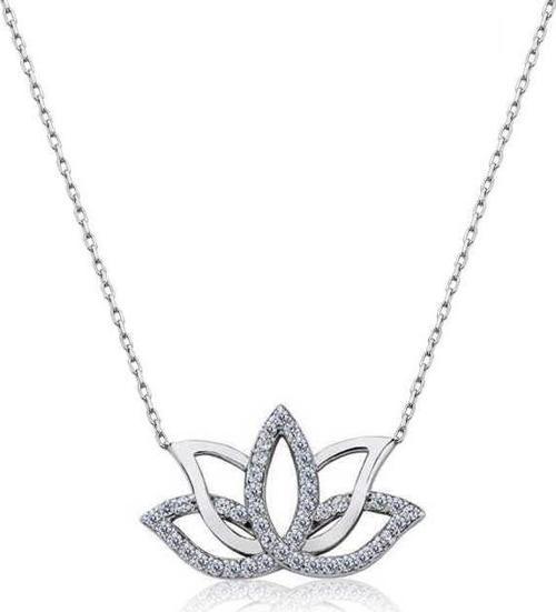 Gümüş Lotus Çiçeği Kolye SL5444
