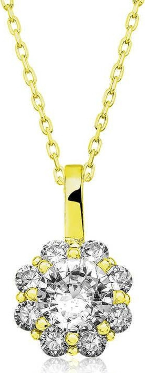 Gümüş Gold Çiçek Kolye SL3761