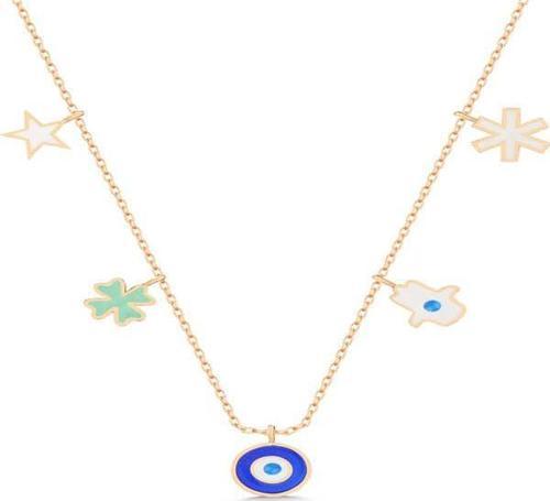 Gümüş Rose Nazarlı Şans Kadın Kolye  SL5452