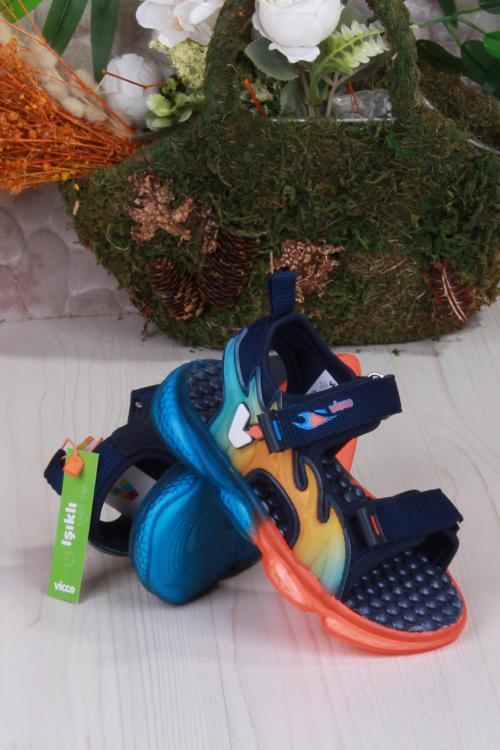332.P25Y.256 Jack Lacivert Rahat Esnek Işıklı Erkek Çocuk Sandalet