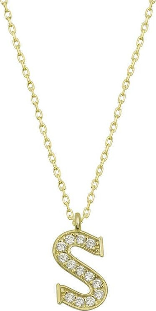 Gümüş Gold S Harfi Kadın Kolye SL4774