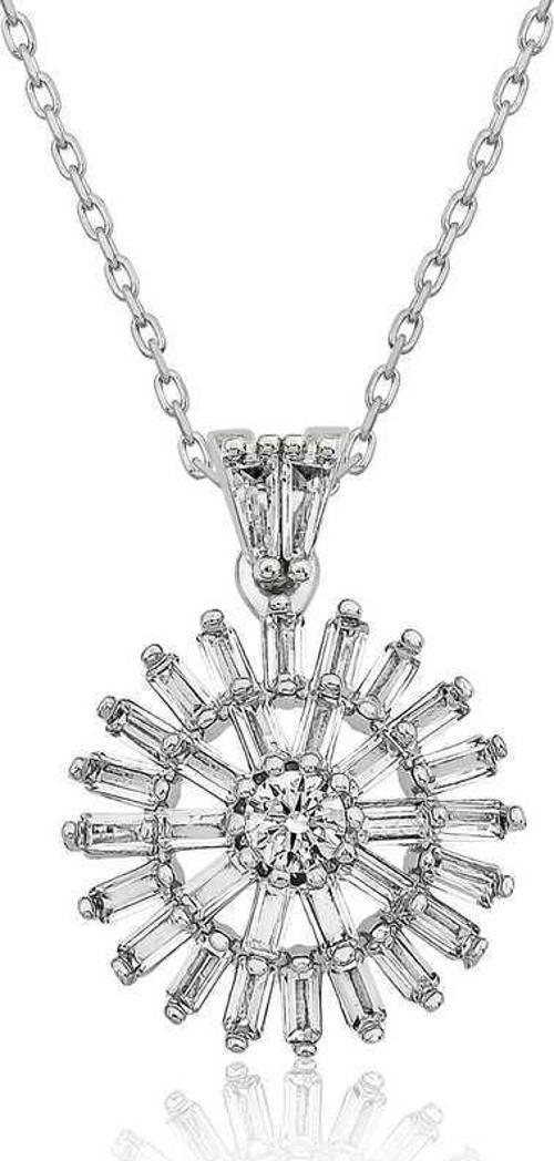 Gümüş Baget Taşlı Bayan Kolye  SL3393