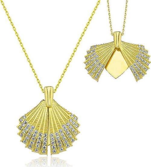 Gümüş Gold Kişiye Özel İstiridye Kadın Kolye SL4881