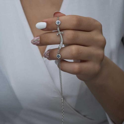 Gümüş Nazarlı Zülfikar Kadın Bileklik SL5076