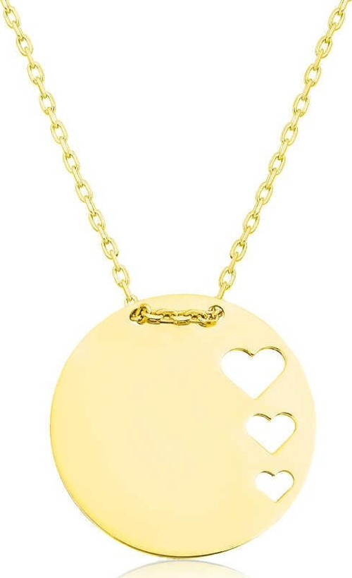 Gümüş Gold Çember Kalp Kadın Kolye SL4754