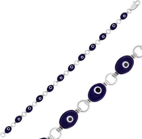Gümüş Oval Nazar Bayan Bileklik  SL1420