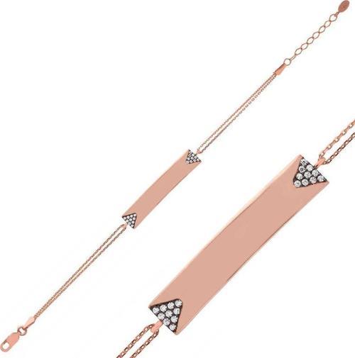 Gümüş Rose İsimli Plaka Bayan Bileklik SL2716