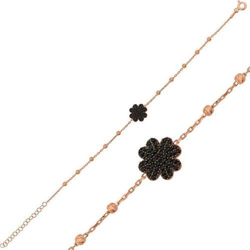 Gümüş Rose Kalpli Yonca Bayan Bileklik SL3198