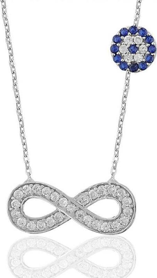 Gümüş Nazarlı Sonsuzluk Kadın Kolye SL5437