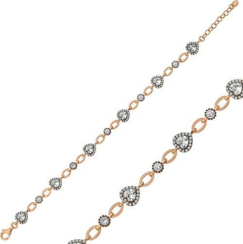 Gümüş Rose Kalpler Bayan Bileklik SL4454