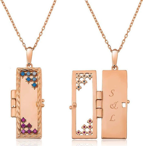 Gümüş Rose Kapaklı Kişiye Özel Kolye SL3487