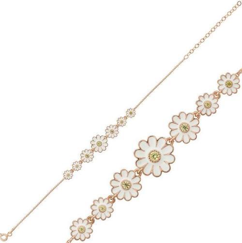 Gümüş Rose Sıralı Papatya Bayan Bileklik SL3331