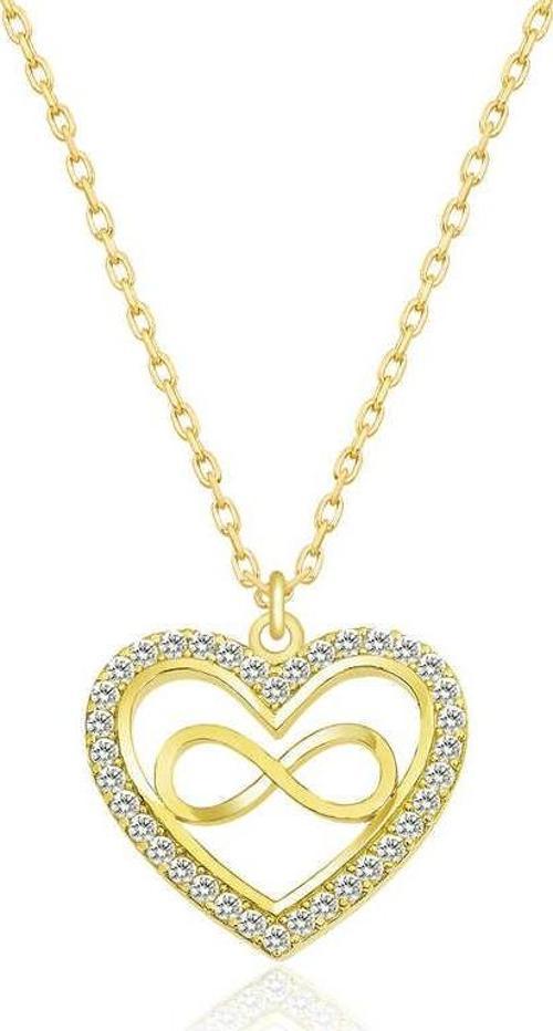 Gümüş Gold Kalp Sonsuzluk Bayan Kolye SL4456
