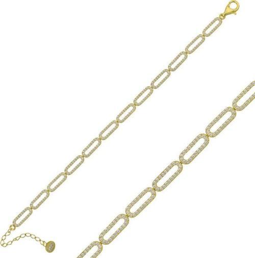 Gümüş Gold Oval Taşlı Bayan Bileklik SL4205