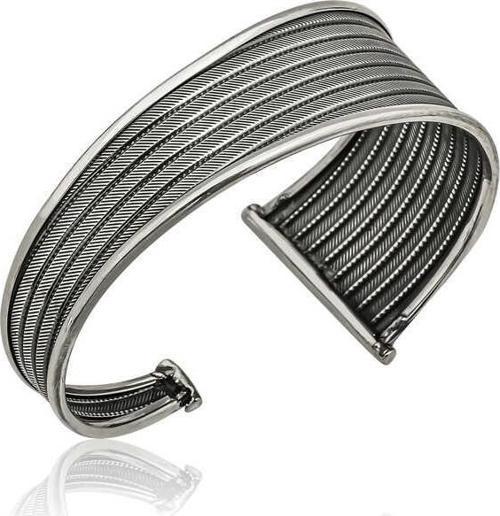 Gümüş Eskitme Desenli Bayan Bilezik SL3184